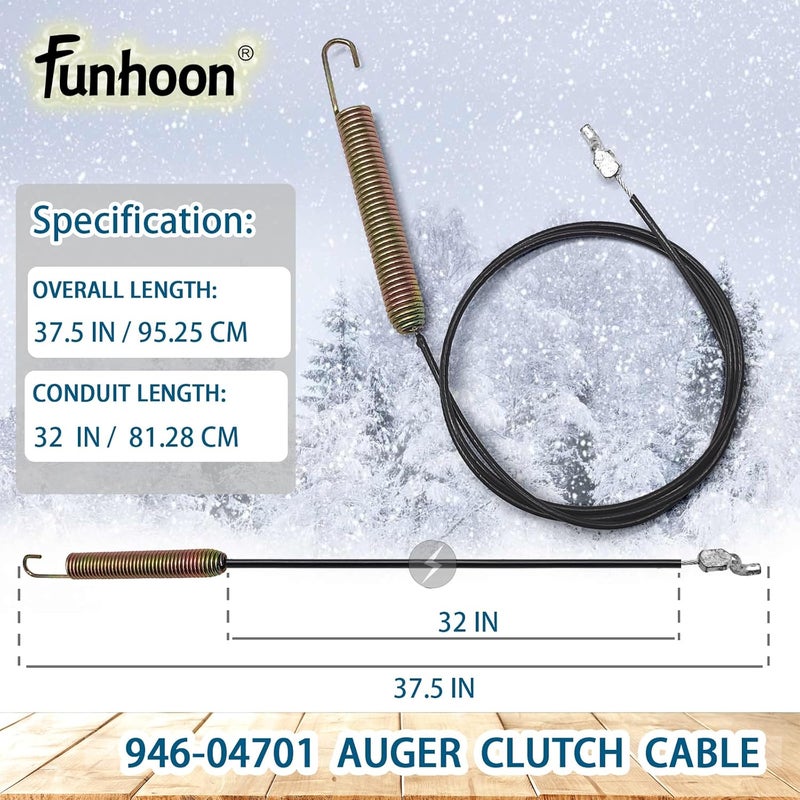 Funhoon 946-04701 Auger Clutch Cable for Craftsman MTD Troy Bilt Cub Cadet 1X 21 HP 1X 221 HP Snow Blowers Replaces 746-04701 - Image 2
